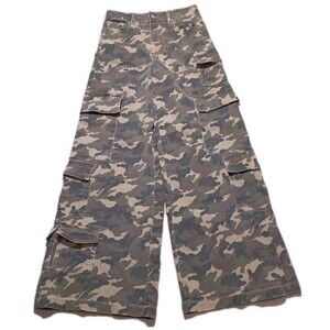 Hidden Nori High Rise Wide Leg Camo Cargo Jeans Womens 28 Y2K Streetwear Hip Hop